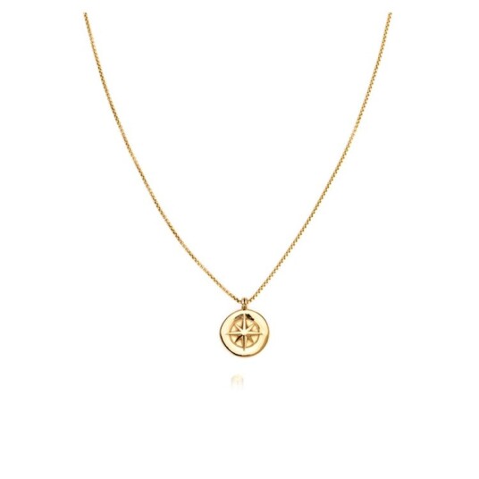 Small Compass Necklace Forgylt Rustfritt stål 45-50 cm Small Compass Necklace Forgylt Rustfritt stål 45-50 cm