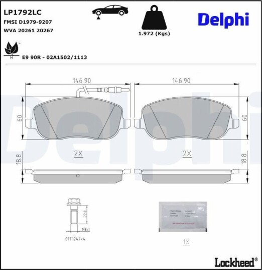 DELPHI LP1792LC Bremseklosser DELPHI LP1792LC Bremseklosser
