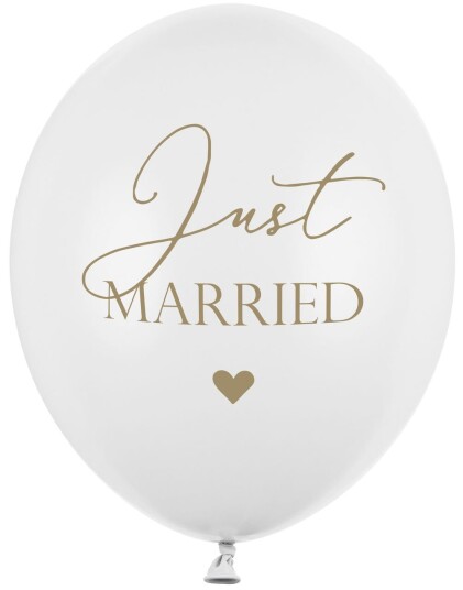 6 stk 30 cm Bryllupsballonger "Just Married" 6 stk 30 cm Bryllupsballonger "Just Married"