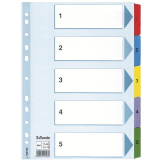 Register Esselte Mylar A4 1-5 flerfarget Register Esselte Mylar A4 1-5 flerfarget