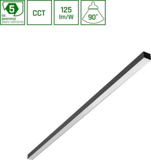 Spectrum 1503mm Allday Basic takarmatur 50W 3CCT 230V 90° IP20 42x37mm svart PR UGR19 LED Dimbar : Ikke dimbar