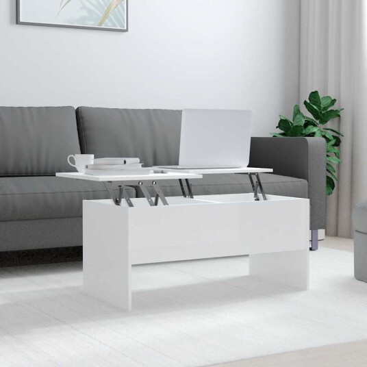 vidaXL Salongbord høyglans hvit 102x50,5x46,5 cm konstruert tre