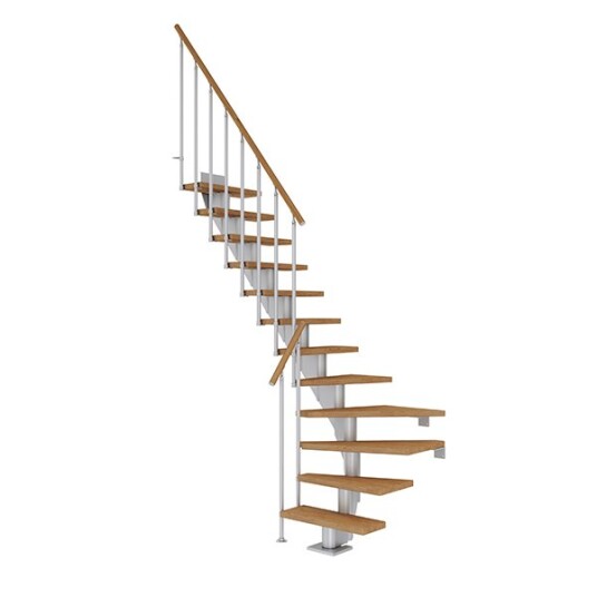 Dolle Frankfurt L-trapp I Pearl Grey -classic Ii-oljeret Eik-75-13 - Loddret Høyde 259 301 Cm