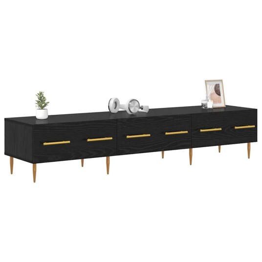 TV skap med skuff Svart Eik 150 x 36 x 30 cm Konstruert tre TV skap med skuff Svart Eik 150 x 36 x 30 cm Konstruert tre