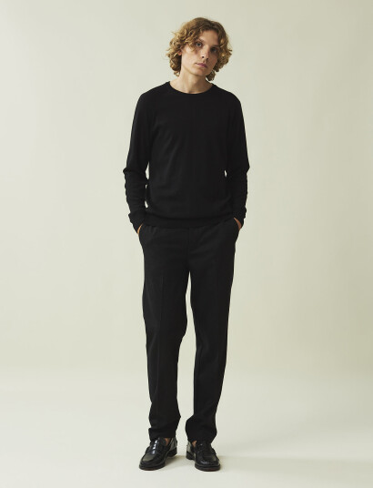 Lexington Clothing Dean Merino Crew Neck Sweater - Black - XL