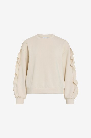 Vila Collegegenser viMentina Flounce O neck L/S Grå