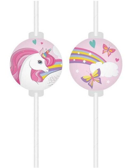 4 stk Enhjørning Papirsugerør Unicorn Rainbow 4 stk Enhjørning Papirsugerør Unicorn Rainbow