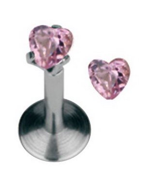 Aab Labret med hjerteformet Rosa Sten