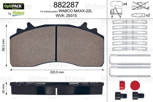 Bremseklosser VALEO 882287