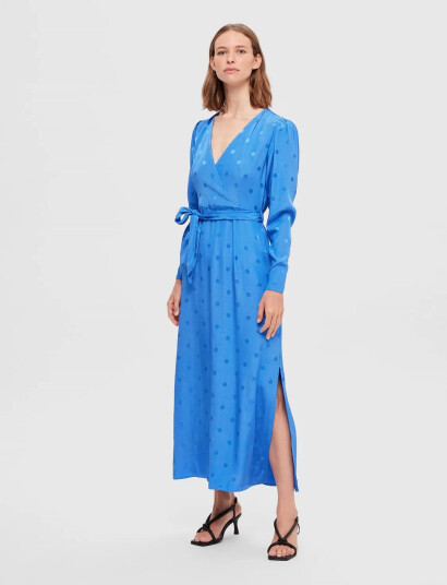 Selected Slfludwika Ls Ankle Satin Dress B Blue 34 Selected Slfludwika Ls Ankle Satin Dress B Blue 34