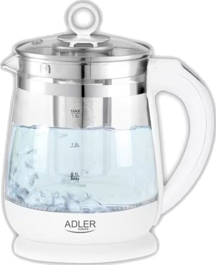Adler Vannkoker 1,5 L med Justerbar Termostat og Vannivåindikator Hvit Glass AD 1299 Adler Vannkoker 1,5 L med Justerbar Termostat og Vannivåindikator Hvit Glass AD 1299