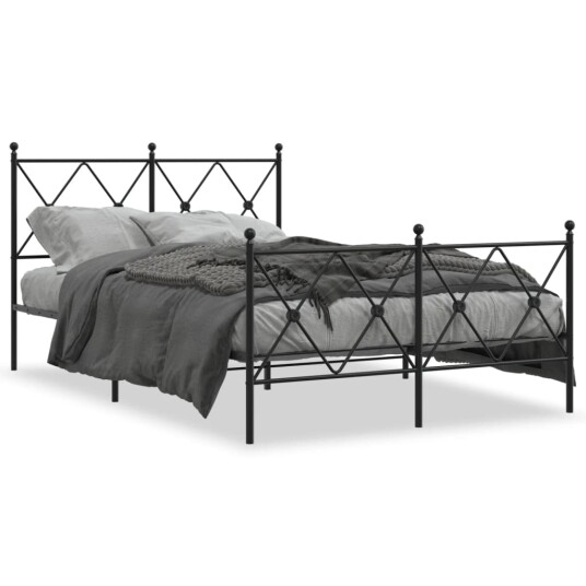  Sengeramme i metall med hode- og fotgavl svart 120x190 cm 8721012374010