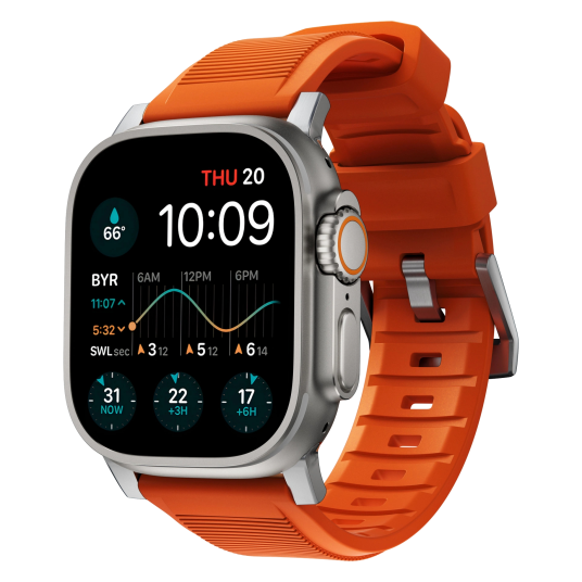 Nomad Rugged Strap AW Ultra 2/1 (49mm) 9/8/7 (45mm)/6/SE/5/4 (44mm)/3/2/1 (42mm) - Orange/Silver