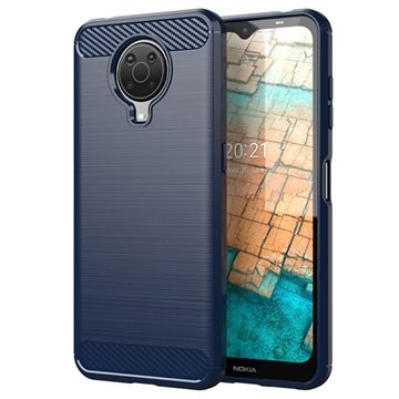 Nokia G10/G20 Børstet TPU Deksel Karbonfiber Blå