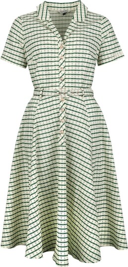Banned Retro   Rockabilly Middellang kjole   Bella Anchor Ahead Dress   XS til 4XL   Damer   beige grønn