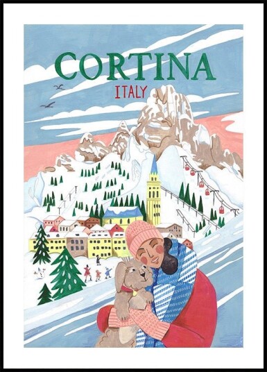 Travel Plakat Woman in Cortina Italy Plakat Plakat / 70x100cm