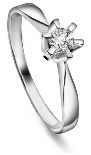 Pan Jewelry, Isabella enstens ring i 585 hvitt gull med diamant 0,20 ct WSI