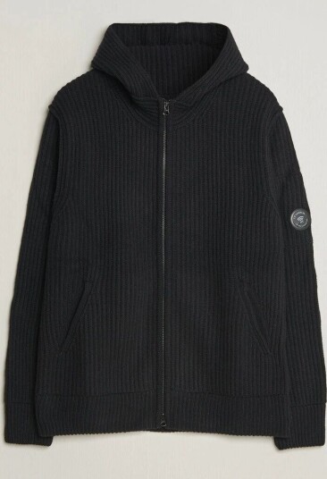 C.P. Company Heavy Lambswool Hood Zip Black
