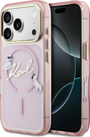 Karl Lagerfeld MagSafe Mobildeksel Choupettes Karl Script Logo til iPhone 17 Pro - Rosa
