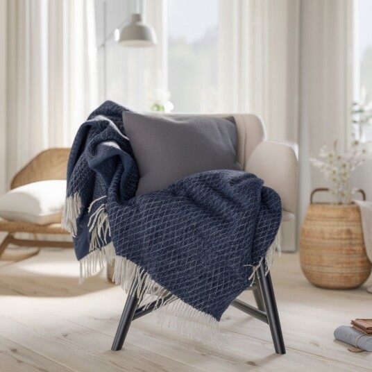 Nordstrand Home Ullpledd   100% ull   130x200 cm   Oslo Poseidon blå
