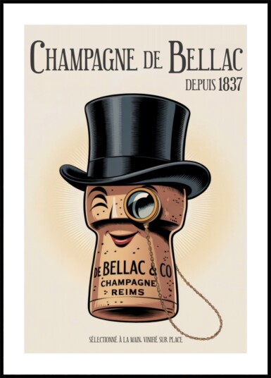 Elegant Champagne Cork Character Plakat / 50x70