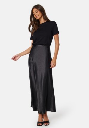 BUBBLEROOM Nicolette Satin Skirt Black L