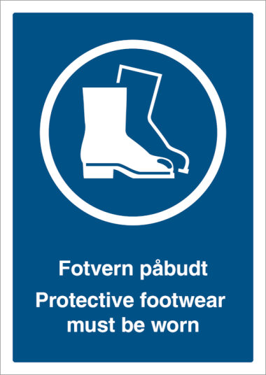 Fotvern påbudt - Protective footwear must be worn - Plast - 297 x 210 mm