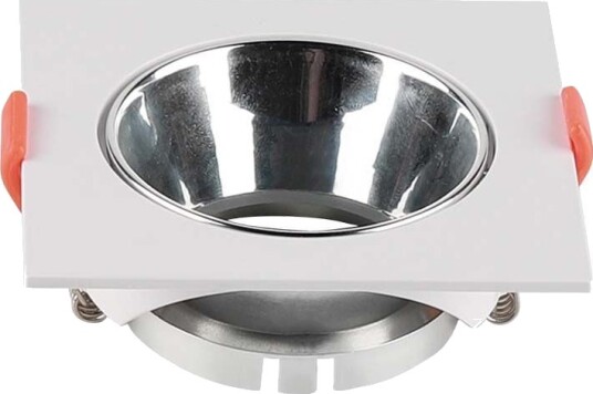V Tac GU10 innfellingsspot   Kvadratisk hvit med krom reflektor hull: Ø7,2 cm 8,5 x 8,5 cm
