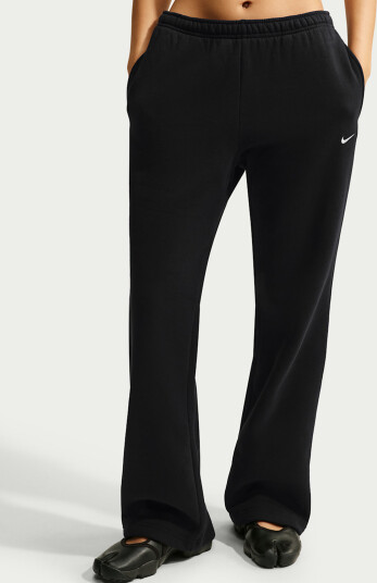 Nike Studio Fleece Mid Rise Open Hem Pants Sort XL