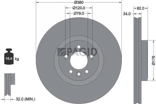 PAGID 56164NHC Bremseskive PAGID 56164NHC Bremseskive