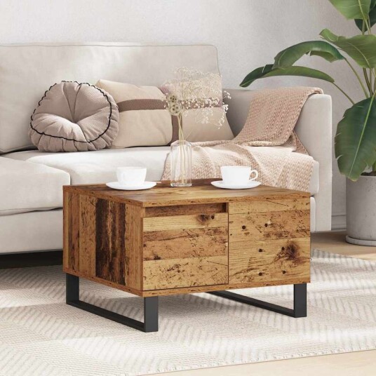 Kaffebord med skuff Gamle tre 55 x 55 x 36,5 cm Konstruert tre