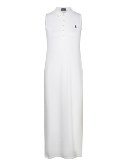 Polo Ralph Lauren Stretch Cotton Sleeveless Polo Dress White M