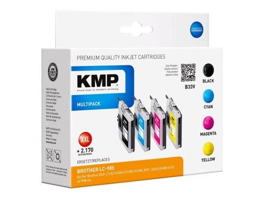 Kmp Multipack B33v - 4-Pack - Xxl-Størrelse - Svart Gul Cyan Magenta - Kompatibel - Blekkpatron - For Brother Dcp-J125 Dcp-J140 Dcp-J315 Dcp-J515 Mfc-J220 Mfc-J265 Mfc-J410 Mfc-J415