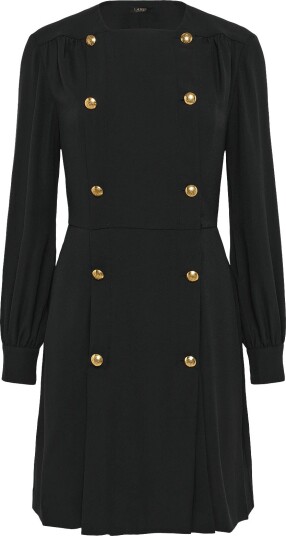 Lauren Ralph Lauren Double Breasted Georgette Dress Black 36