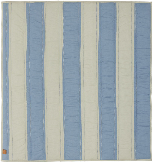 OYOY Striped quiltet teppe 130x140 cm Blue-clay