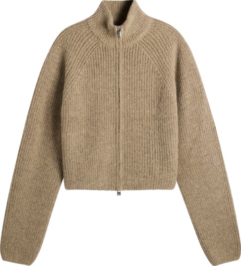 J. Lindeberg Whitney Rib Knit Full Zip Beige L