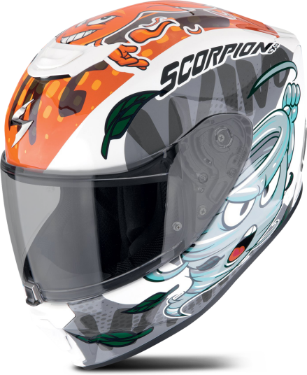 Scorpion Helhjelm EXO-JNR Air The4elements Barn Hvit-Blå-Oransje