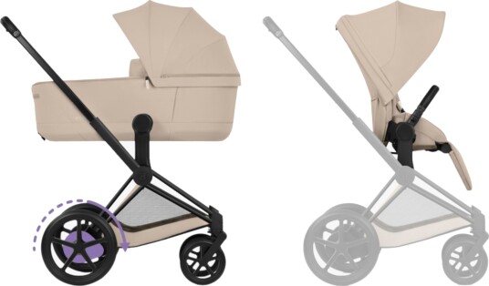 Cybex E Priam Matt Black Med Liggedel Cozybeige Cybex E Priam Matt Black Med Liggedel Cozybeige