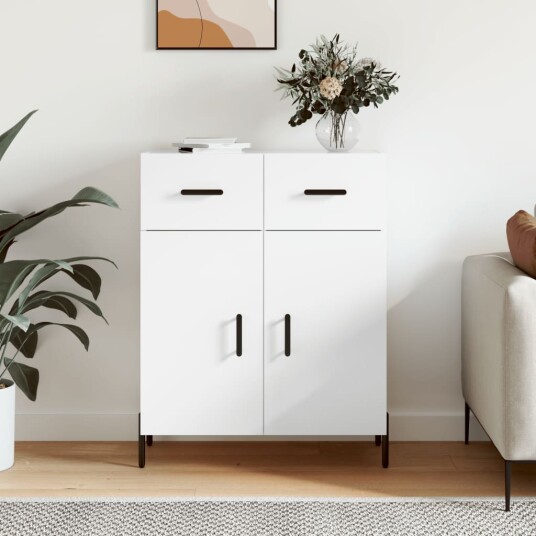 Skjenk hvit 69,5x34x90 cm konstruert tre