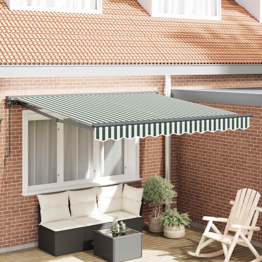 Markiseramme Grønn og hvit 300 x 250 cm Polyester med PU belegg