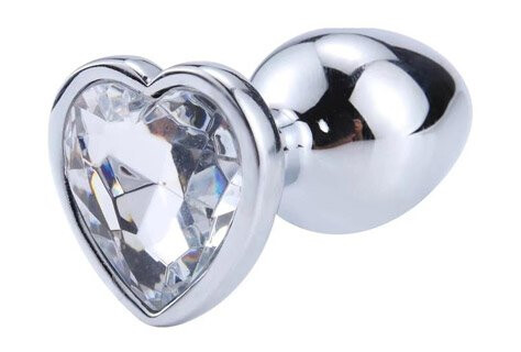 Heart White Anal Plug With Heart Jewel L