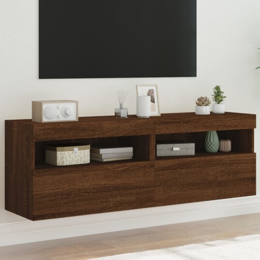 vidaXL TV-benker med LED-lys 2 stk brun eik 60x30x40 cm 8721012257801