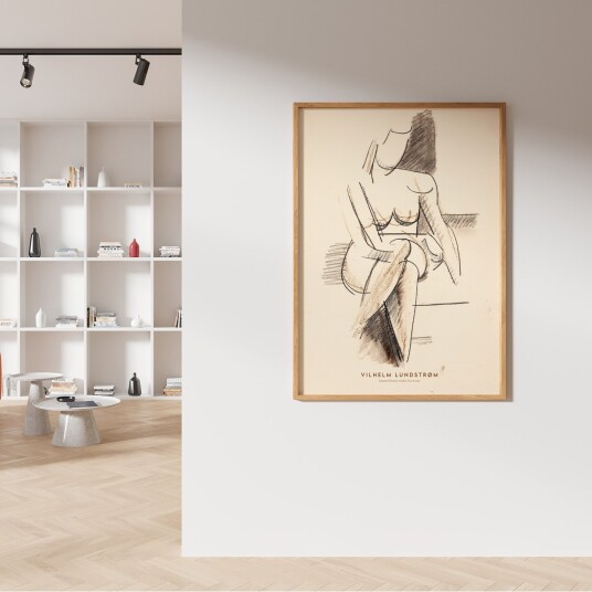 Seated female model front view av Plakatwerket