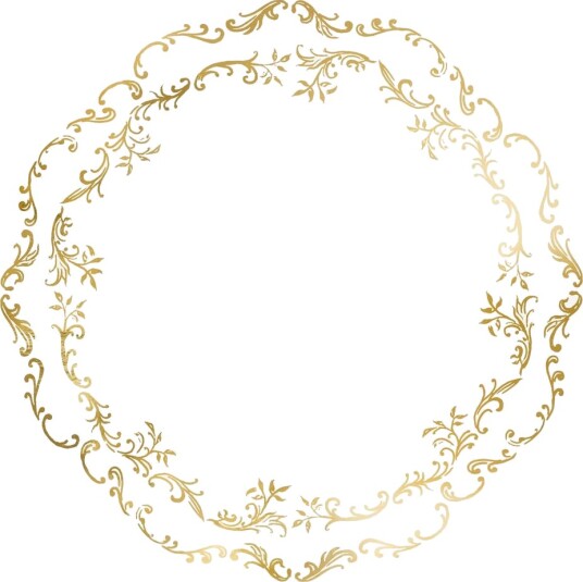 6 stk Elegante Runde Bordbrikker – Hvit med Gullmønster
