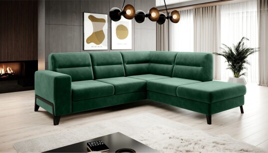 Anglika Sofa m. Sjeselong 4 seters   Grønn