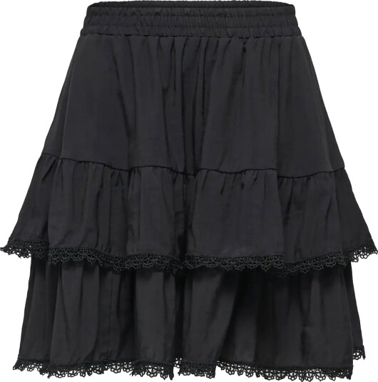 ONLY Onlluna Layer Short Skirt Wvn Black L
