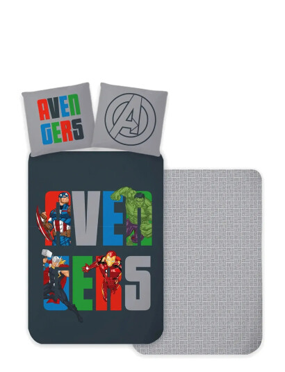 BrandMac Bed Linen Senior Avengers 4391 - 140X200, 60X63 Cm - Grey - 140X200.60X63CM