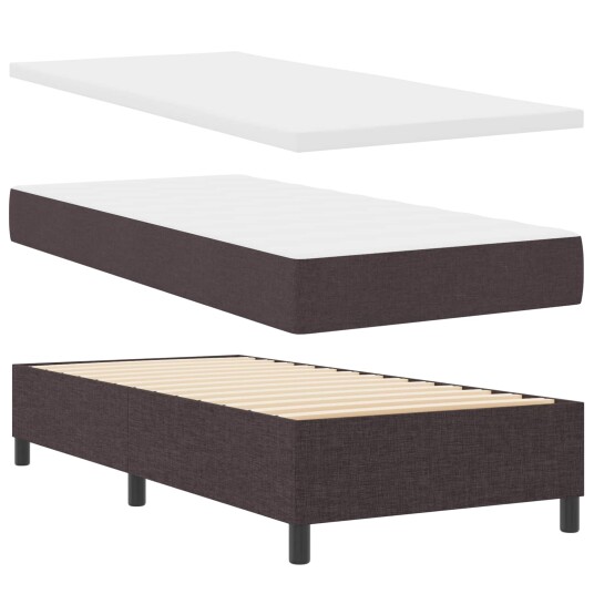 Sengeboks med madrass & LED Mørk brun 90x190 cm Stoff
