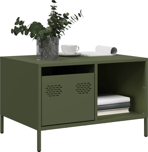 Salongbord olivengrønn 68,5x50x43,5 cm kaldvalset stål 8721102930416