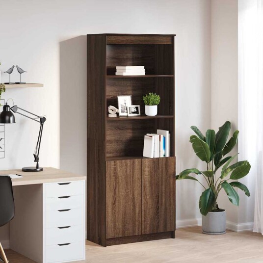 Highboard brun eik 70x35x180 cm konstruert tre